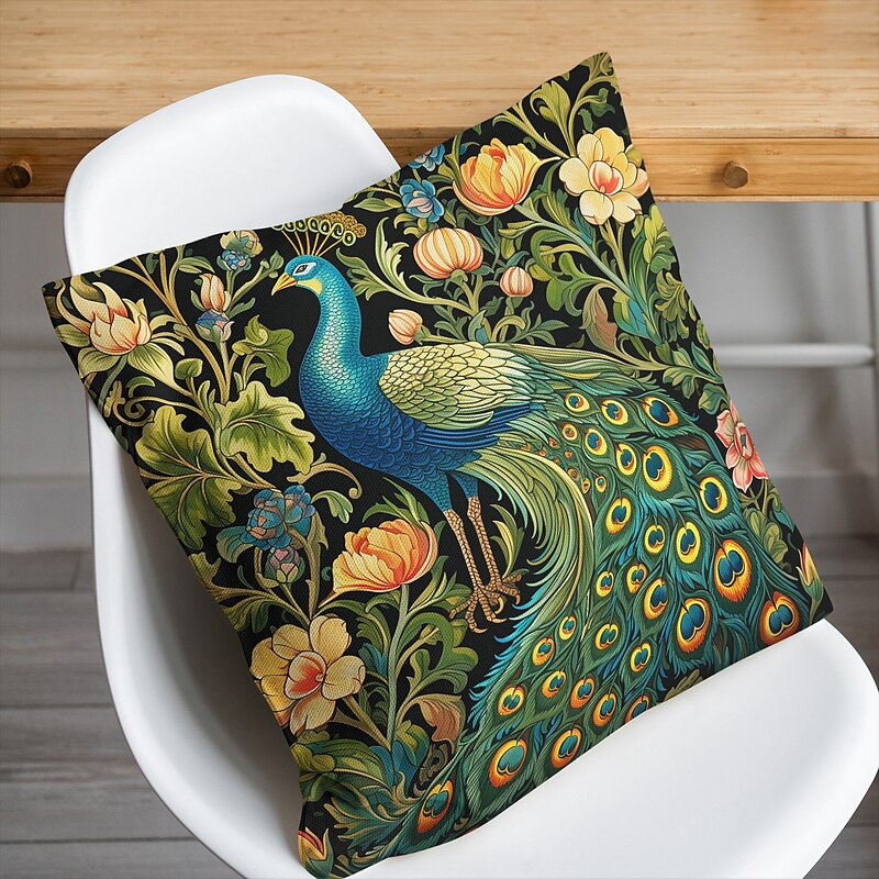 Peacock Floral Double Side Pillow Cover 1PC Soft Decorative Square Cushion Case Pillowcase for Bedroom Livingroom Sofa Couch Chair4