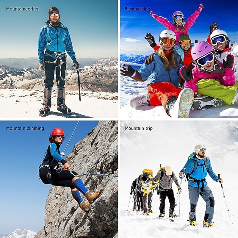 10 Studs Anti-Skid Shoe Cover Snow Road Wear-resistant Snow Claw Shoes Ice Climbing Shoe Spikes Grip Crampons Cleats Overshoes4