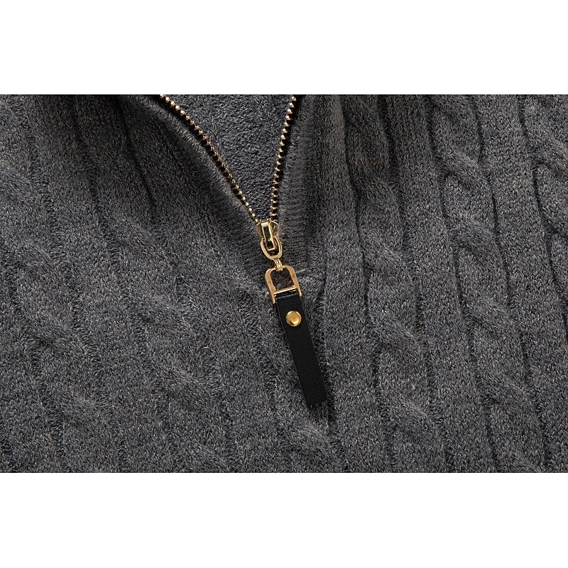 Men's Sweater Quarter Zip Sweaters Quarter Zip Pullover Sweater Pullover Ribbed Cable Knit Zipper Knitted Plain Quarter Zip Keep Warm Modern Contemporary Daily Wear Going out Clothing Apparel Fall3