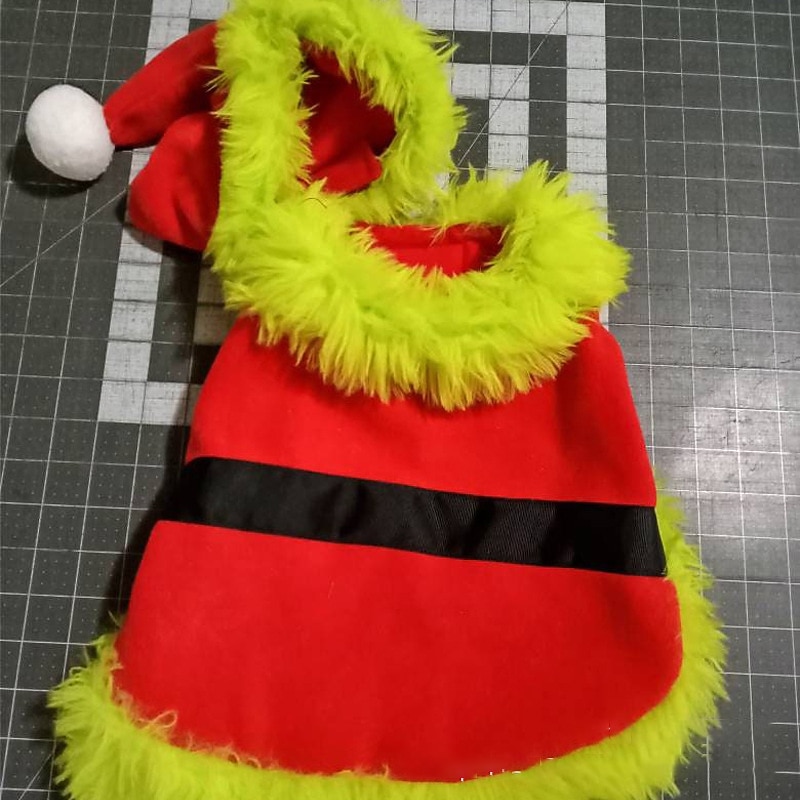 Small big Dog Christmas pet products Clothes cat cotton-padded clothing Funny green hairy strange Green Monster