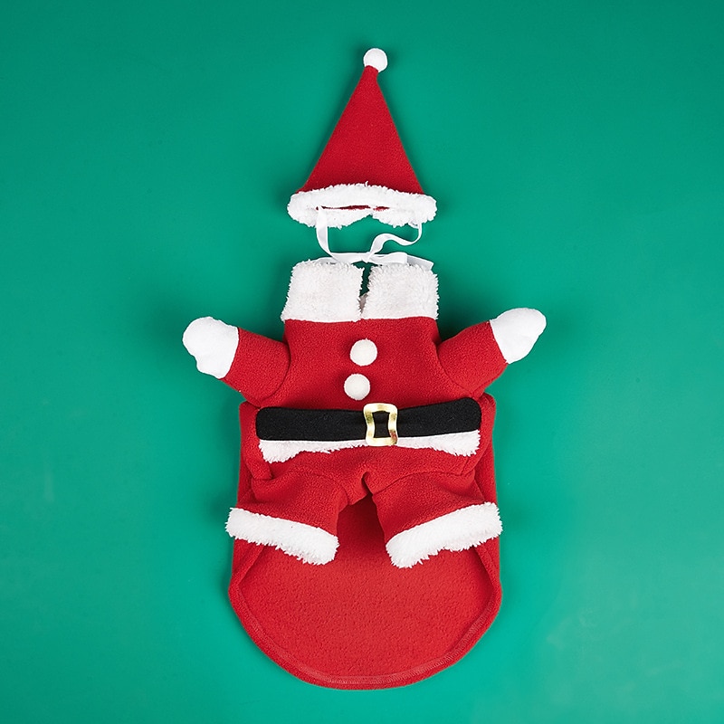 Winter Christmas Classic Artificial Hands Standing Santa Claus Polar Fleece Two Legged Clothes4