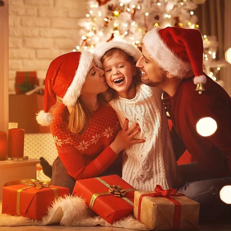 Christmas decorations Christmas red plush velvet brim Christmas hats for adults and children Christmas hats3