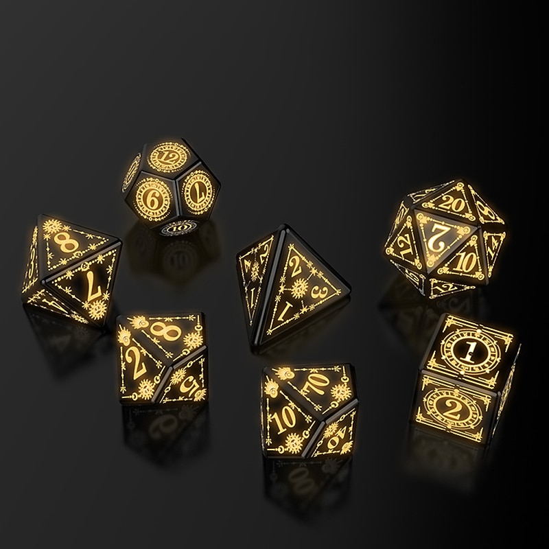 Led Luminous Dnd Dice Dragon And Dungeon Seven Piece Set Warm Breathing Light2