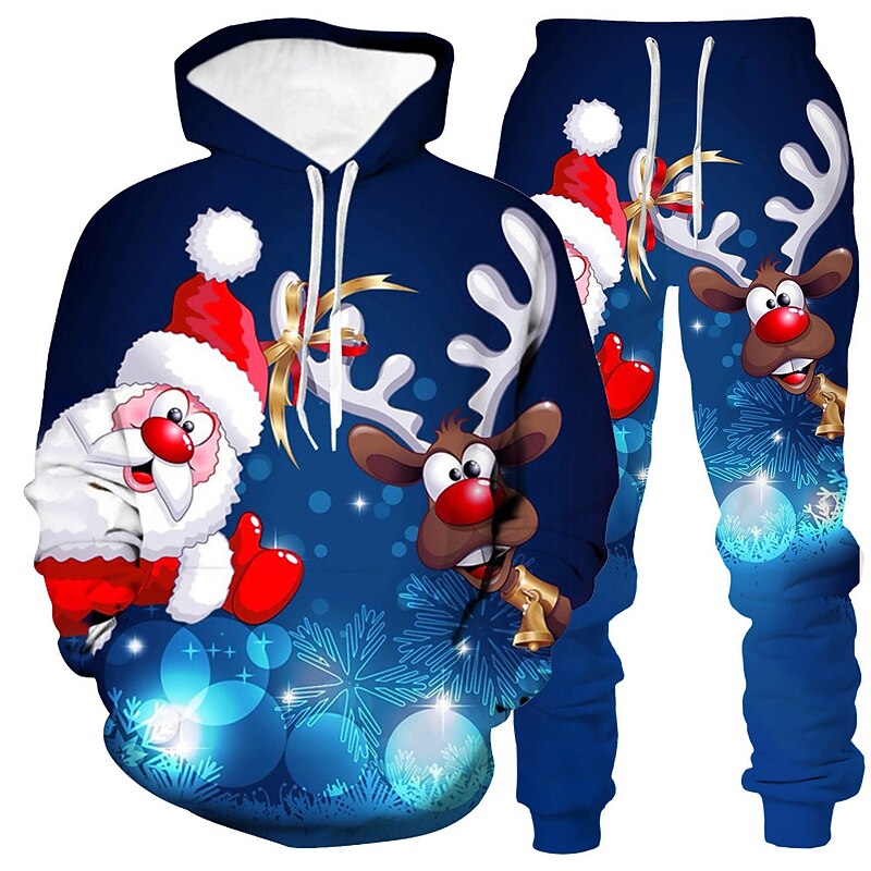 Christmas Santa Claus Outfits Hoodie Tracksuit Anime 3D Graphic For Couple's Men's Women's Adults' Christmas Carnival Masquerade Hot Stamping Party Festival4