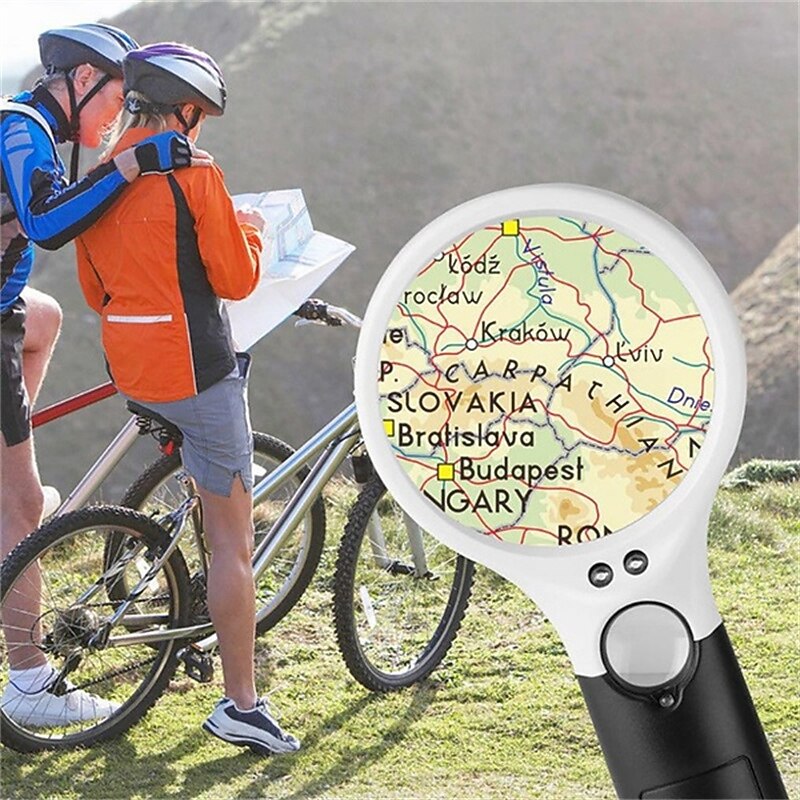 New Upgrade 3X 45X Handheld Magnifier 3 LED Light Reading Magnifying Glass Jewelry Repair Tool Jewellery Loupe 7