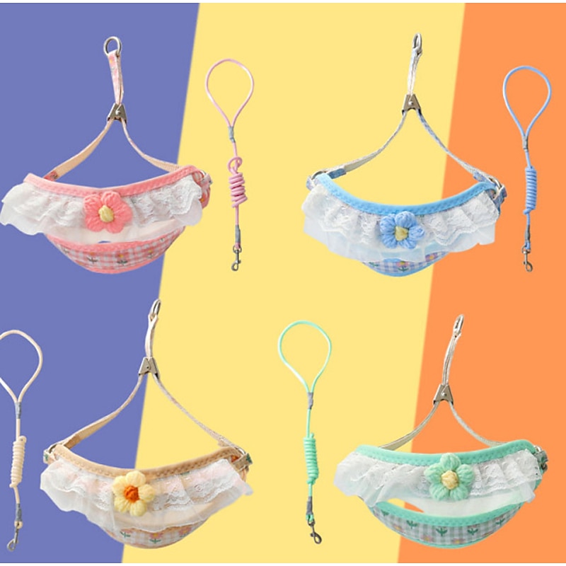 Dog Cat Harness Leash Fashion Party Adjustable Breathable Washable Comfortable Christmas Outdoor Casual Daily Dog Clothing for Bichon Frise Pomeranian Baby Pet Papillon Small3