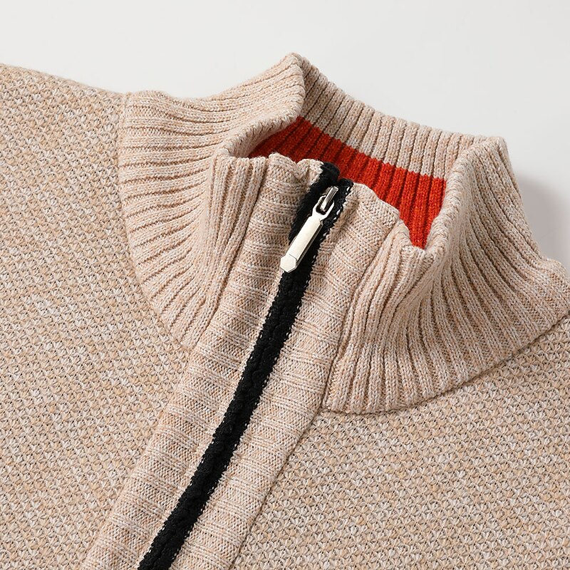 Men's Cardigan Sweater Dress Sweater Zip Sweater Ribbed Knit Cropped Knitted Plain Standing Collar Warm Ups Modern Contemporary Daily Wear Going out Clothing Apparel Spring &  Fall Black Blue S M L3