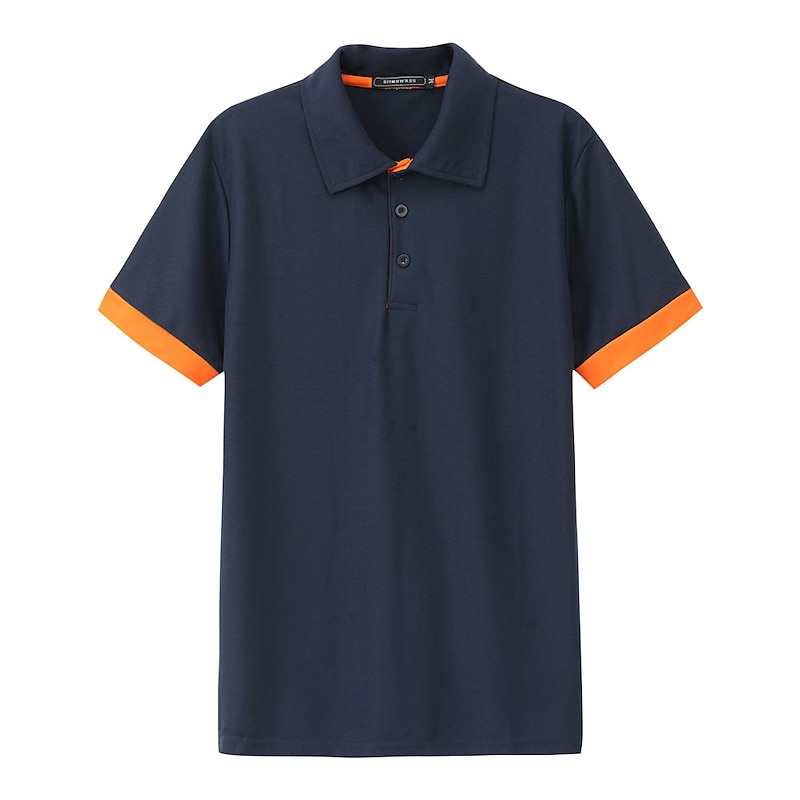 Men's Polo Shirt Golf Shirt Casual Holiday Lapel Classic Short Sleeve Fashion Basic Plain Button Summer Regular Fit Black Pink Wine Navy Blue Blue Orange Polo Shirt2