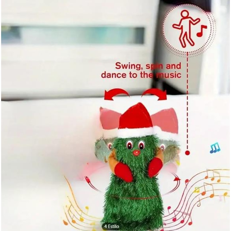 1pc Electric Christmas Tree Plush Toy, Rotating Dancing Christmas Tree, Music Plastic Electric Christmas Tree Toy, Green Xmas Tree Animated Christmas Toys(Without Battery) for Christmas Gifts4