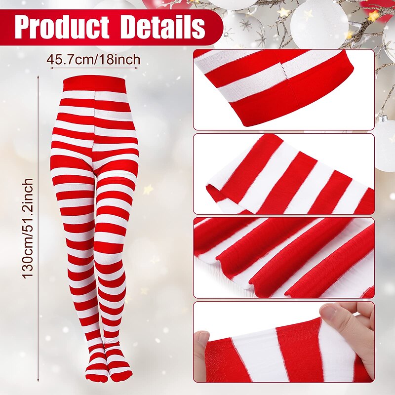 4 Pcs Santa Claus Mrs. Claus Cosplay Costume Women Christmas Suit Including Velvet Dress with Belt, Hat, Striped Tights Velvet Gloves3