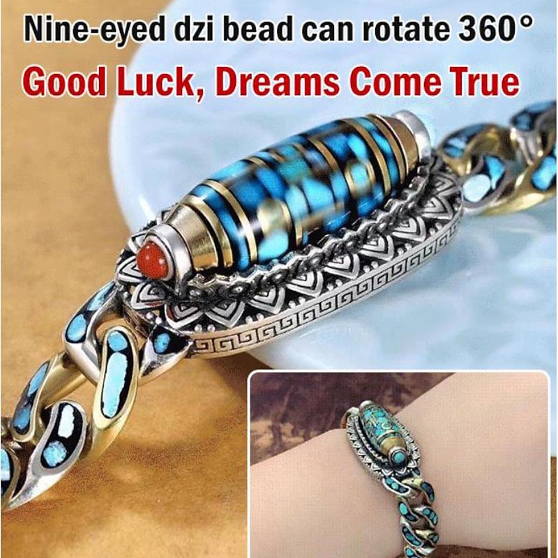 Turquoise Six-character Mantra Nine-Eyed Bead Bracelet, Christmas Gift, Xmas Gift, Women & Men Gift3