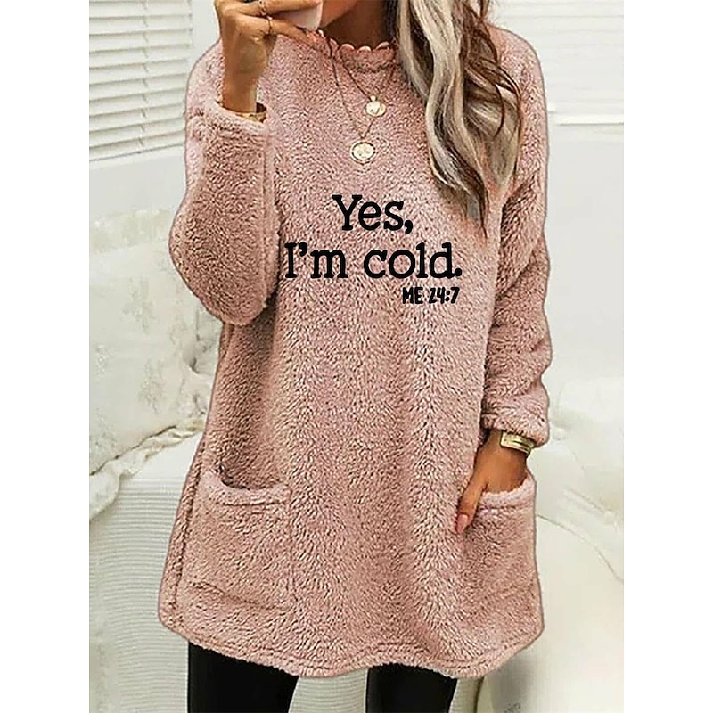 Women's Loungewear Top Letter Casual Comfort Home Street Bed Polar Fleece Warm Breathable Crew Neck Long Sleeve Pullover Pant Pocket Fall Winter Home Outfits3