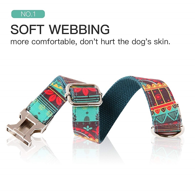 Dog Collar for Small Medium Large DogsAdjustable Soft Puppy Collars with Quick Release BuckleSunset ValleyM Length 13.39''-20.87''3