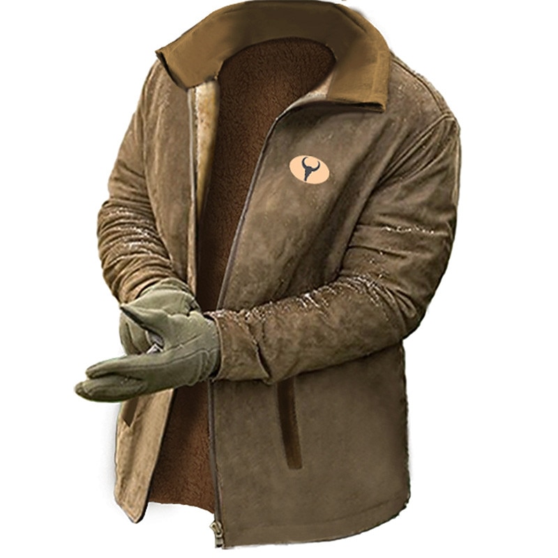 Men's Graphic Cowboy Sweatshirts Zip Sweatshirt Fleece Jacket Outerwear Long Sleeve Sweatshirt Stand Collar Daily Casual Vintage Retro Vacation Holiday Going out Fleece Winter2