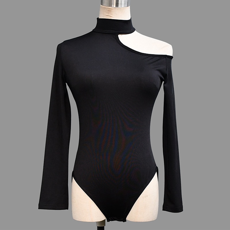 Dance Salsa Latin Dance Ballroom Dance Leotard / Onesie Hollow-out Pure Color Women's Performance Training Long Sleeve High Spandex