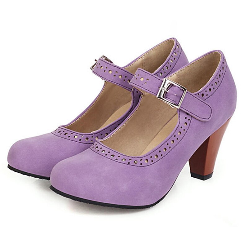 Women's Vintage Brown Mary Jane Pumps with Buckle Strap and Block Heel - Perfect for Office and Casual Wear3