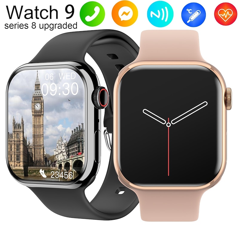 696 IW9 Smart Watch 2.05 inch Smartwatch Fitness Running Watch Bluetooth Temperature Monitoring Pedometer Call Reminder Compatible with Android iOS Women Men Hands-Free Calls Message Reminder Camera