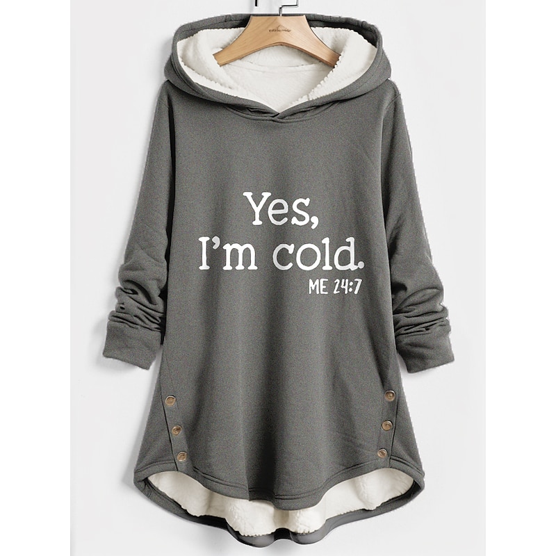 Women's Hoodie Sweatshirt Pullover Fleece Lined Warm Pajamas Sherpa Letter Casual Sports Button Print Warm Fuzzy Comfrt Hoodie Long Sleeve Top Micro-elastic Fall Winter Comfrt Breathable Soft Fabric3