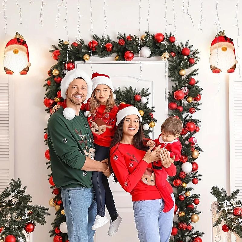 Christmas Santa Claus Porch Light Cover Decorations Outdoor, Red Lightpost/Lamppost Covers For Holidays Home Door Decor4