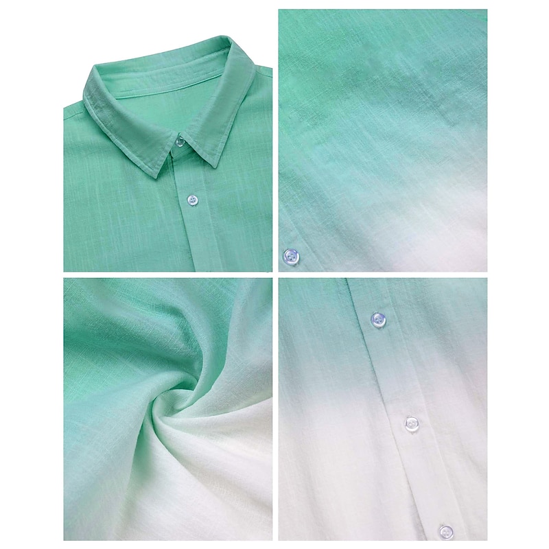 Men's Shirt Summer Shirt Beach Wear Casual Shirt Button Up Shirt Untucked Shirts Pink Navy Blue Blue Orange Green Short Sleeve Gradient Lapel Vacation Casual Clothing Apparel Fashion Comfortable2