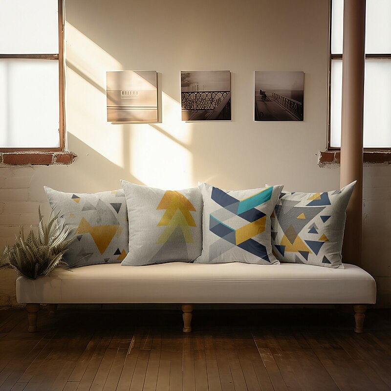 Geometry Double Side Cushion Cover 1PC Soft Throw Pillow Cover Cushion Case Pillowcase for Sofa Bedroom Livingroom Superior Quality Machine Washable Outdoor Cushion for Sofa Couch Bed Chair 29