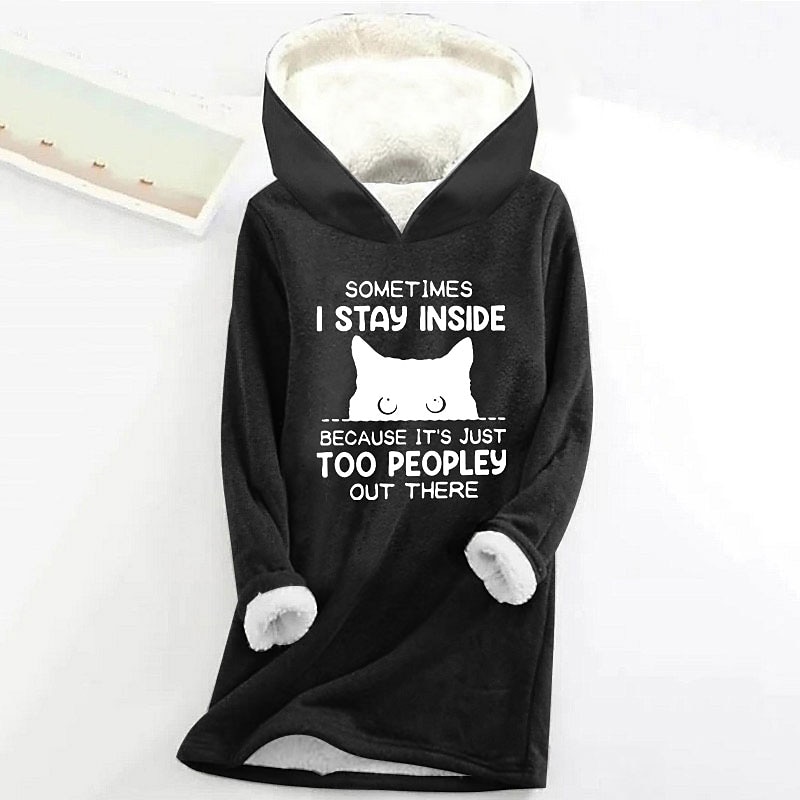 Women's Hoodie Sweatshirt Pullover Sherpa Cat Letter Casual Sports Print Warm Fuzzy Comfrt Hoodie Long Sleeve Top Micro-elastic Fall & Winter Comfrt Breathable Soft Fabric4