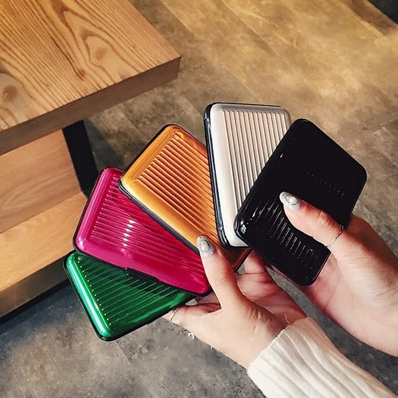 Aluminum Bank Card Holder Blocking Hard Case Wallet Solid Credit Card Anti-RFID Scanning Protect Card Holder2
