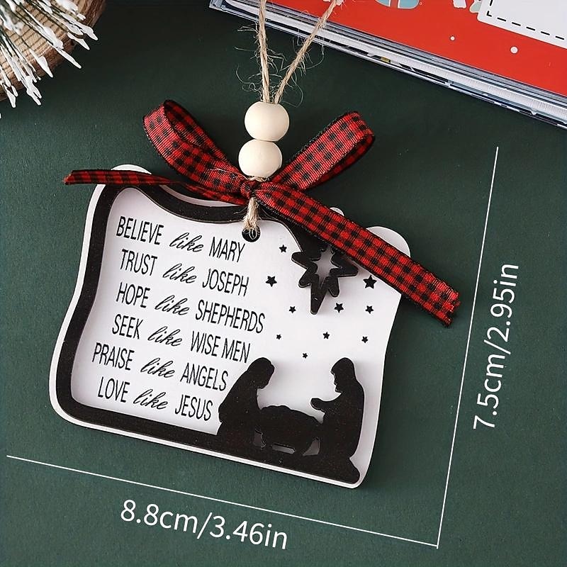 Christmas Nativity Scene Ornaments Believe Like Mary, Trust Like Joseph, Hope Like Shepherds, Seek Like Wise Men, Love Like Jesus Ornament ,Round Wooden Jesus Sign Nativity Ornaments3