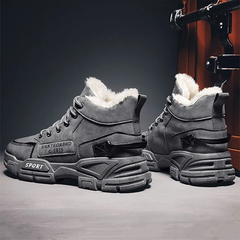 Men's Fleece Lined Winter Boots, Waterproof and Warm High-Top Lace-Up Shoes, Anti-Slip Outdoor Snow Boots for Cold Weather2