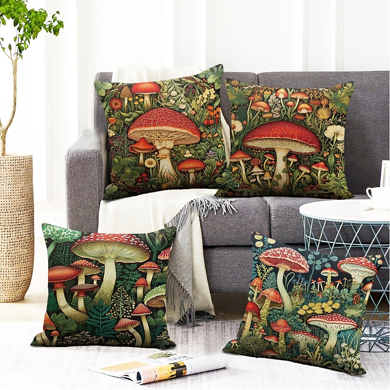 Double Side Pillow Cover 1PC Fantasy Mushroom Soft Decorative Square Cushion Case Pillowcase for Bedroom Livingroom Sofa Couch Chair 10