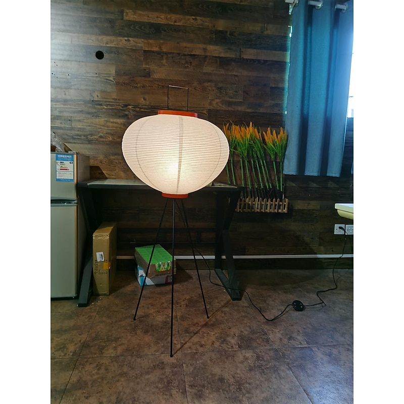 Floor Lamps Modern Rice Paper Floor Lamp Tripod Iron Black Floor Lights Led Lamp for Living Room Study Bedroom Corner Stand Lights 110-240V3