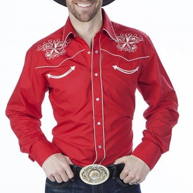 Men's Graphic Prints Guitar Shirt Western Shirt Cowboy Shirt Long Sleeve Fashion Designer Casual Outdoor Daily Fall & Winter Turndown Print Button-Down Black Black / Green Light Green Black / Purple4