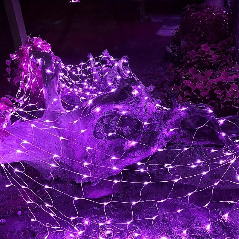 1 Pack Solar Outdoor Net String Lights, 9.8*6.6FT Outside Bushes Mesh Lights, Solar Garden Tree Lights, Waterproof Auto On/Off with Remote 8 Modes for Curtain Yard Balcony Gazebo4
