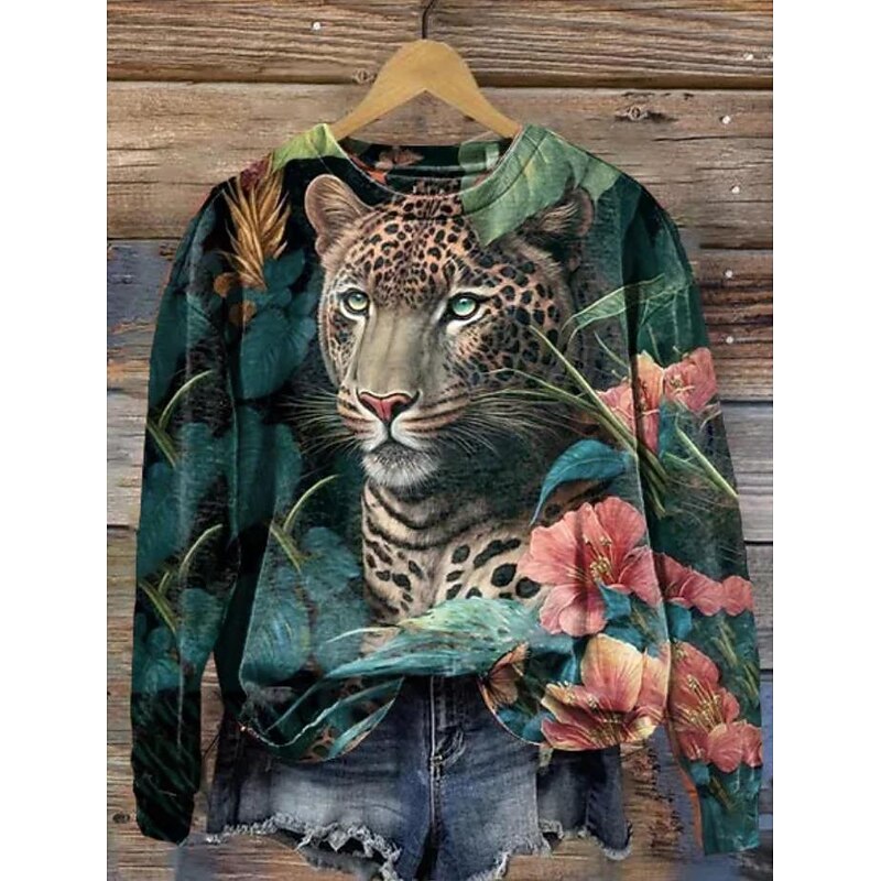 Women's Sweatshirt Pullover Graphic Casual Sports Print Active Sportswear Round Neck Long Sleeve Top Micro-elastic Fall & Winter Comfrt Breathable Soft Fabric2