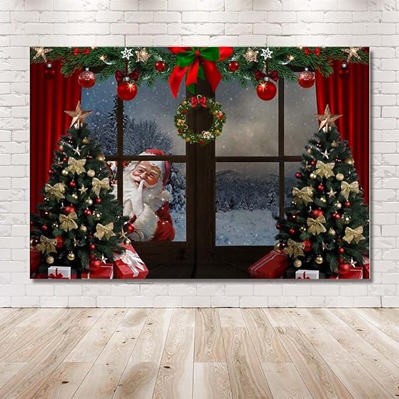 Christmas Decorations Santa Tree Hanging Tapestry Wall Art Xmas Large Tapestry Mural Decor Photograph Backdrop Blanket Curtain Home Bedroom Living Room Decoration