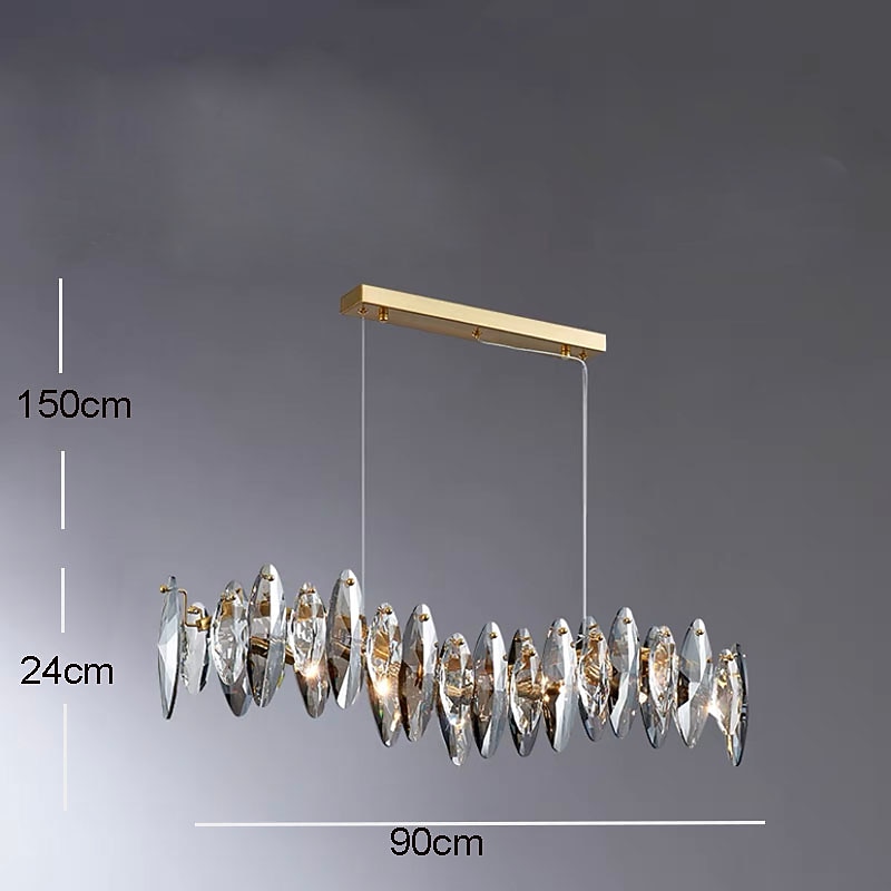 Crystal Chandelier Luxury Gold Chandelier Beautiful Gray Sparkling Crystal Leaf Modern Chandelier for Kitchen Island Living Room Dining Room Bedroom Lights, 8 Lights 110-240V4