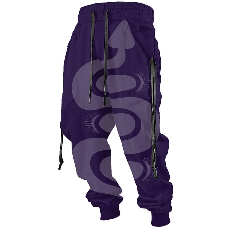 Snake Abstract Men's 3D Print Sweatpants Joggers Pants Trousers Outdoor Street Casual Daily Polyester Black White Purple S M L Mid Waist Elasticity Pants3
