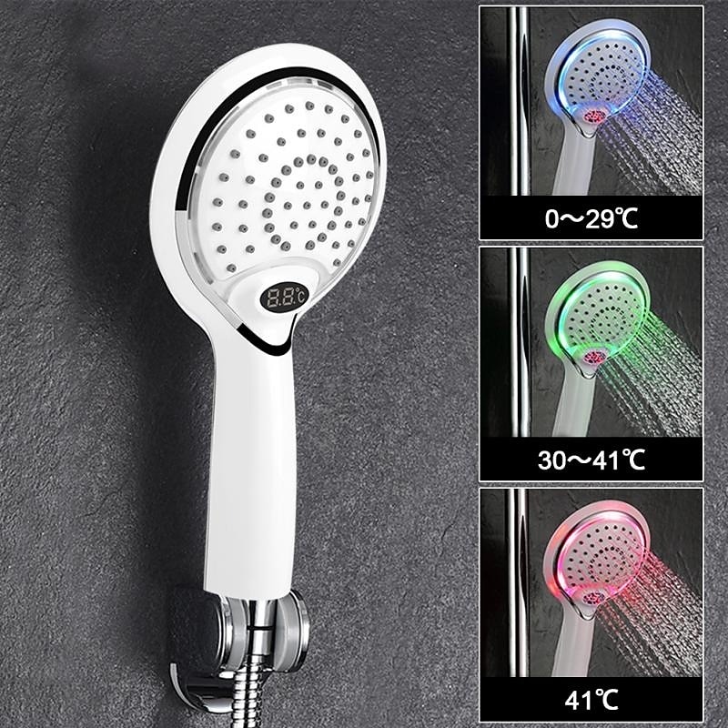 3 Colors Led Shower Head With Temperature Digital Display Water Powered LCD Shower Spray2