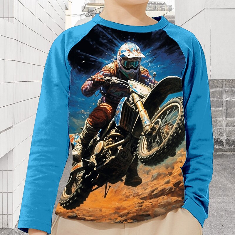 Boys 3D Graphic Raglan Sleeve Shirt Long Sleeve 3D Print Fall Winter Sports Fashion Streetwear Kids 3-12 Years Crew Neck Outdoor Casual Daily Regular Fit3