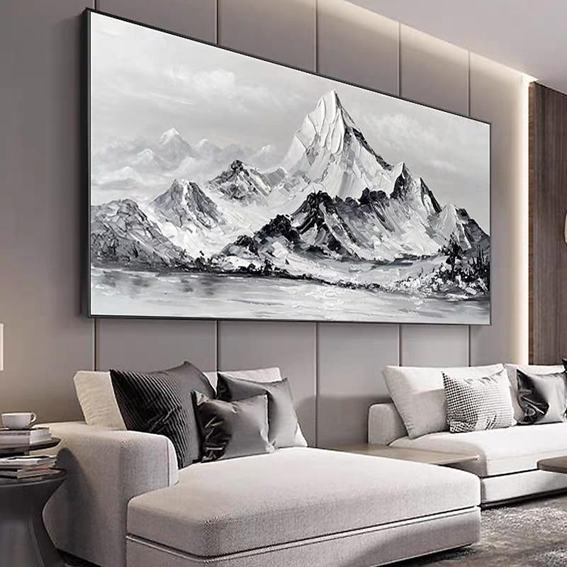 Mintura Handmade Snowy Mountain Oil Paintings On Canvas Wall Art Decoration Modern Abstract Landscape Picture For Home Decor Rolled Frameless Unstretched Painting2