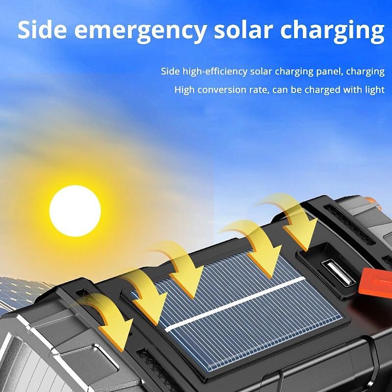 1pc Solar COB Flashlight with LED Work Lights, Camping Lights, USB Rechargeable Searchlight, Portable Hand Held Rechargeable Lantern2