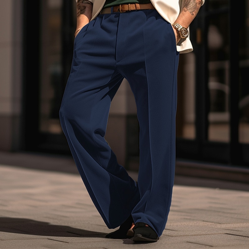 Men's Dress Pants Trousers Casual Pants Velvet Pants Front Pocket Straight Leg Grid / Plaid Comfort Business Daily Holiday Fashion Chic & Modern Wine Army Green2