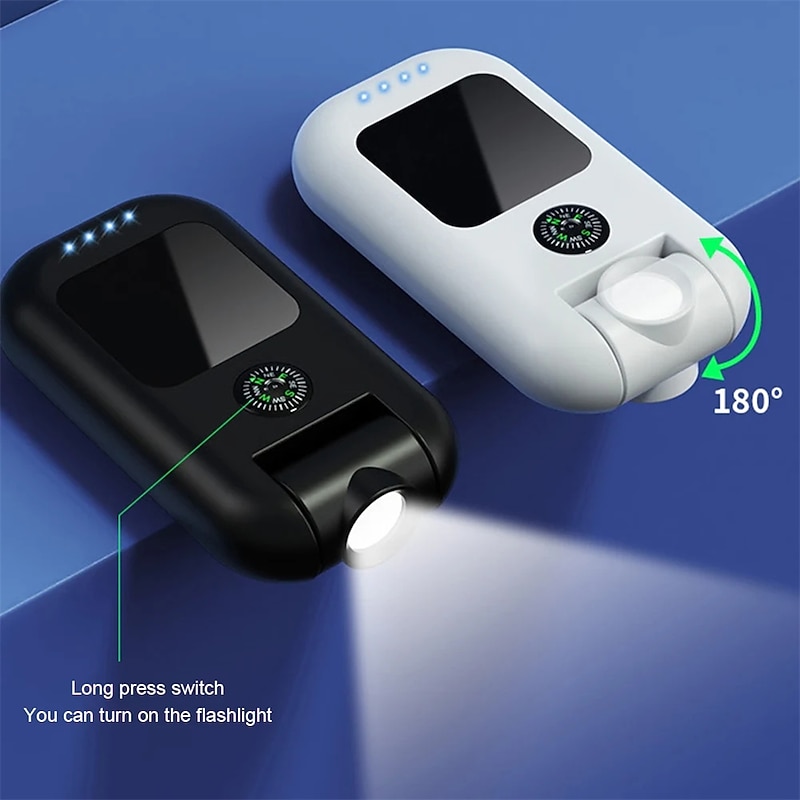 Outdoor Camping Light With Compass C-Shaped Charging Bag Flashlight Camping Light 180 Degree Rotation Super Bright Hiking and Fishing Light  1PC3