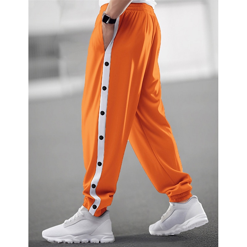 Men's Sweatpants Joggers Trousers Drawstring Elastic Waist Side Button Color Block Comfort Breathable Casual Daily Holiday Sports Fashion Black Blue2