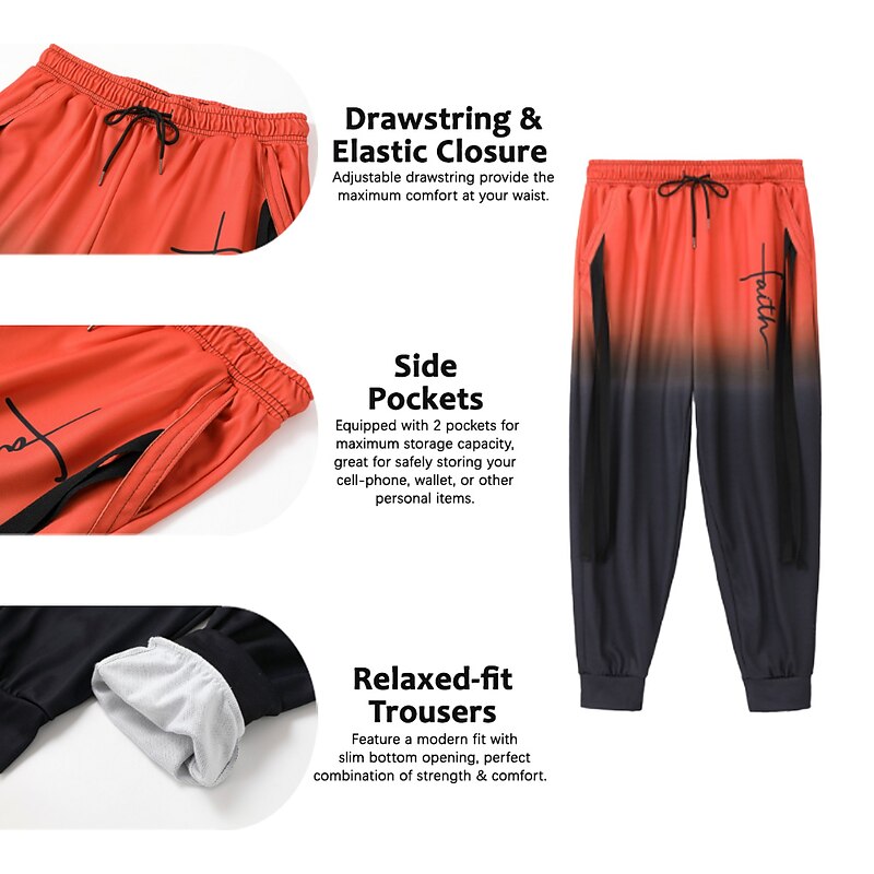 Gradient Cross Casual Men's 3D Print Sweatpants Pants Trousers Outdoor Street Casual Daily Polyester Yellow Blue Orange S M L Mid Waist Elasticity Pants2