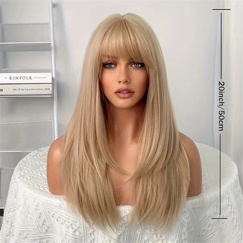 Long Straight Blonde Wig With Party Role-playing Lolita Synthetic Wig Women's High-definition Natural Fiber Heat-resistant Christmas Party Wigs4