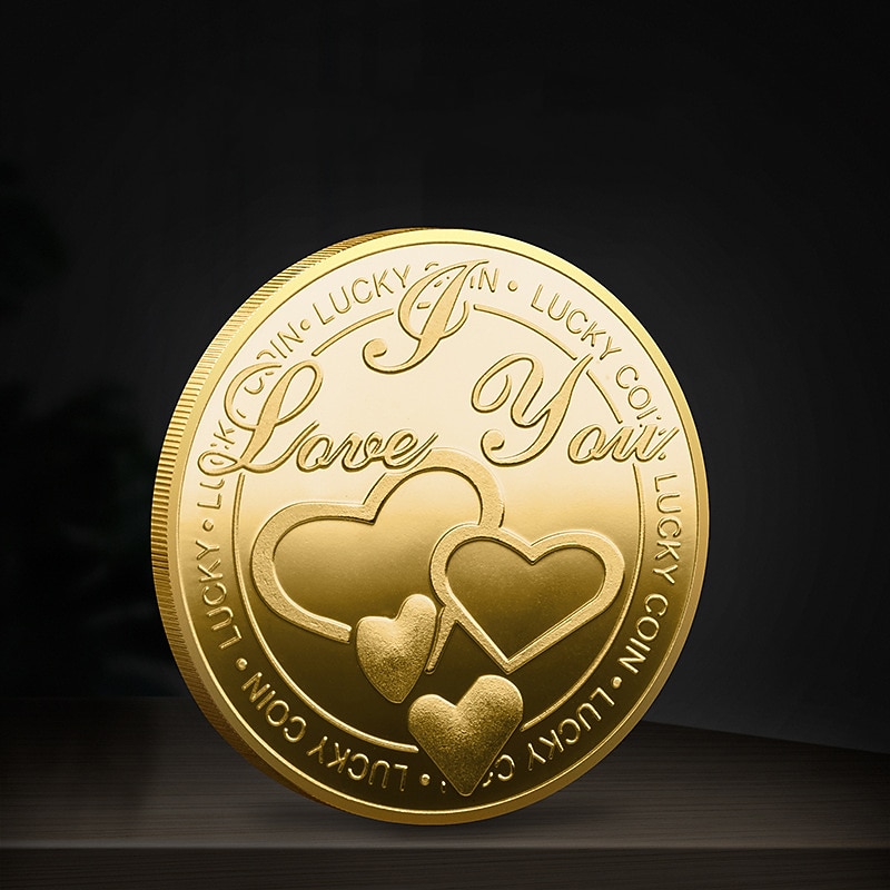 2 Pcs Russian Birthday Commemorative Happiness Silver Plated Gold Plated Commemorative Coin Heart shaped Relief Mother's Day Coin Gift Box Collection2