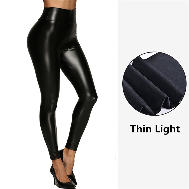 Women's Leggings Cozy Leggings Fashion Streetwear Sexy Ankle-Length High Waist Solid Color High Cut Windproof Soft Comfortable Micro-elastic Outdoor Party Street navy blue light dark green light4