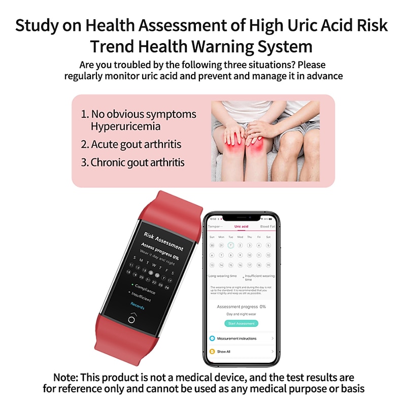 Imsoi 1.47-inch IPS Screen Blood lipid Uric Acid Blood Glucose ECG Blood Pressure Health Smart Watch Temperature Monitoring Pedometer Call Reminder Compatible with Android iOS Women Men Waterproof4