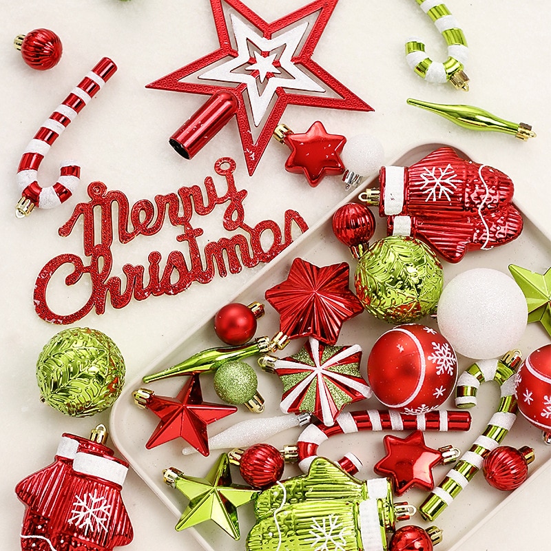 Christmas Decorations 70pcs Painted Tree Top Star Christmas Ball Set Decorations Christmas Tree Decoration Pendants
